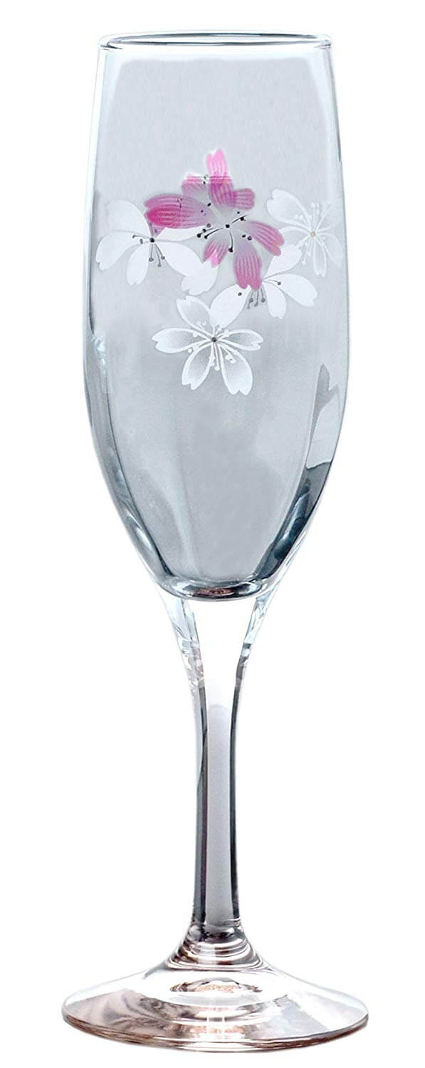 東洋佐々木ガラス シャンパングラス 桜柄 フルート ピンク 175ml SQ-02254PK サクラ